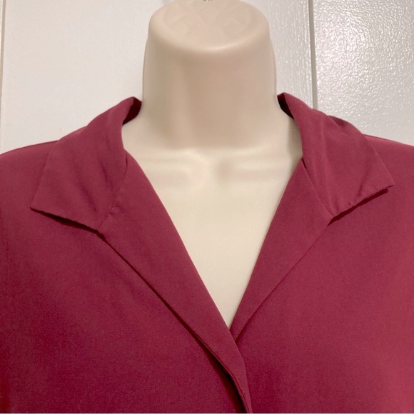 LAURA SCOTT Button Down Deep Red Burgundy Long Sleeve Career Blouse Womens 14 - Picture 3 of 16